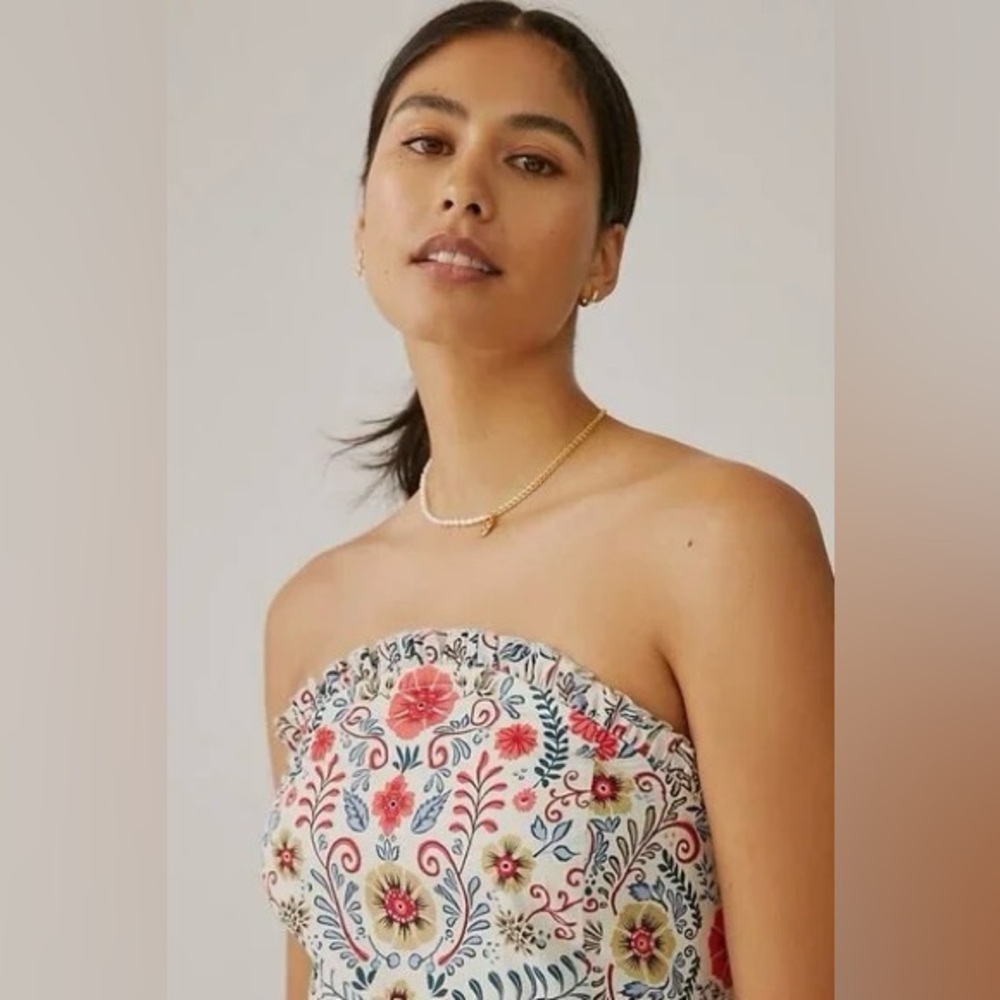 By Anthropologie Forever That Girl Ruffle Tube Mini Dress size xs - Picture 2 of 10